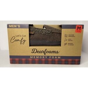 Dearfoams Men's Memory Foam Moccasin House Slippers Size M 9/10 Brown NIB